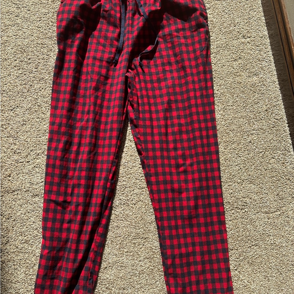 Nautica Red and Black Plaid Sweatpants
